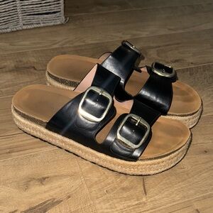 SHEIN Black Sandals with Gold Buckles